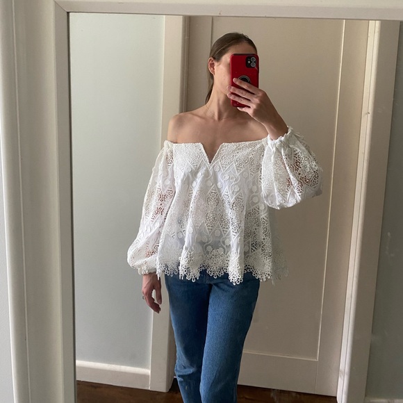 Ministry of Style off-the-shoulder white lace top - Picture 5 of 6